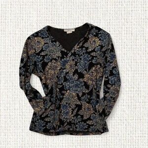 Notations Petite Floral quarter Sleeve Mesh Top | Y2K Fairy Grunge Aesthetic